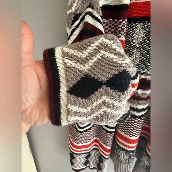 Old Navy Open Front Cardigan Women’s SZ XL Red Black Striped Chunky Casual Warm - Picture 3 of 8